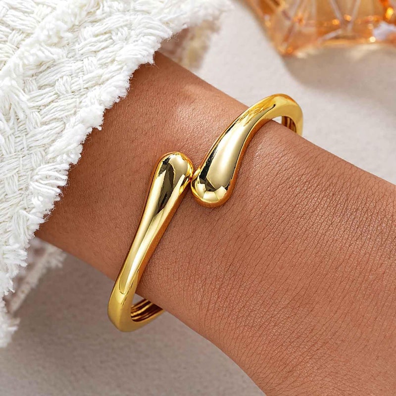 MTINEAPS Store Gold Bangle Bracelets for Women Teens Trendy Chunky Adjustable Twist Cuff Bracelet Jewelry Gifts - Image 2